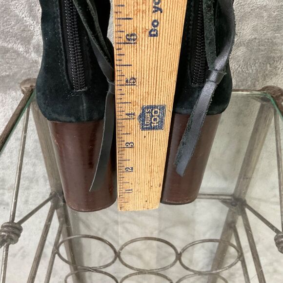 Jeffrey Campbell Rumble Black Suede Sz 7.5 Ankle Boots Stacked Block Heel - Picture 7 of 14